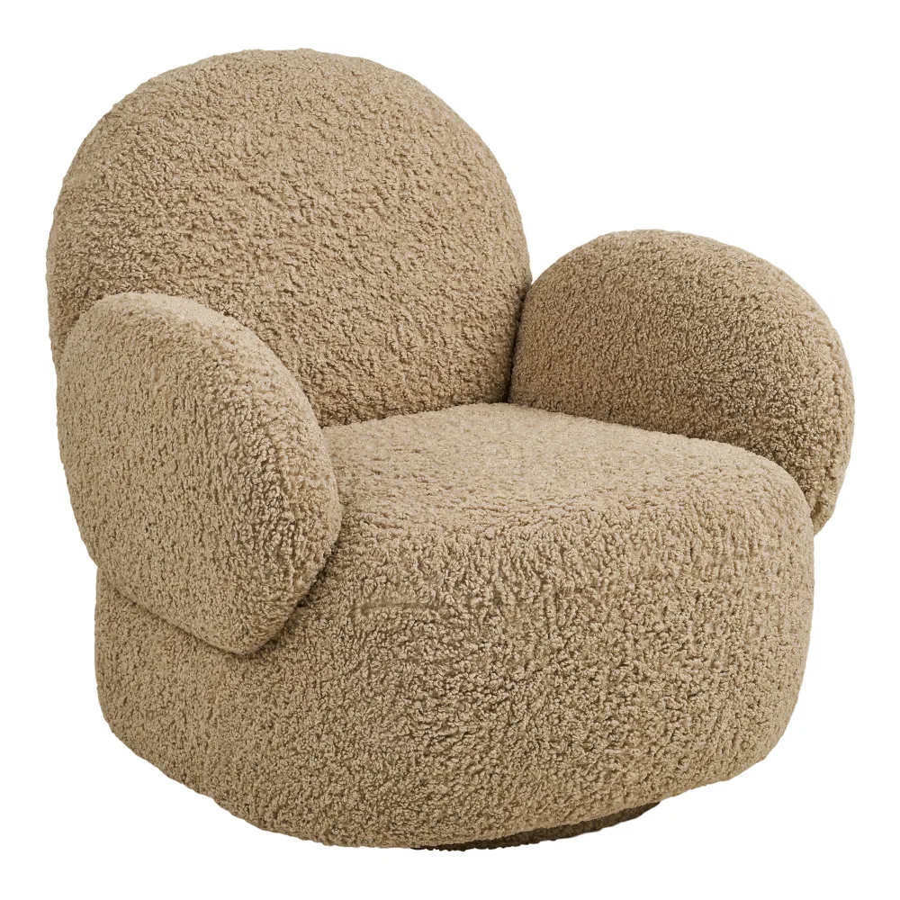 Fauteuil Isen polyester lichtbruin draaibaar