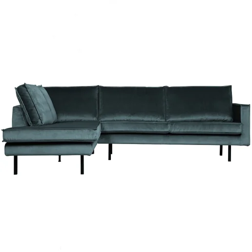 Hoekbank Maris velours blauw links 266 × 85 cm hoog