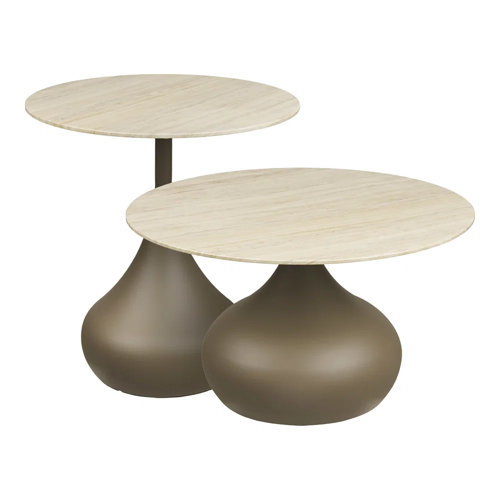 Salontafel Noria metaal khaki set van