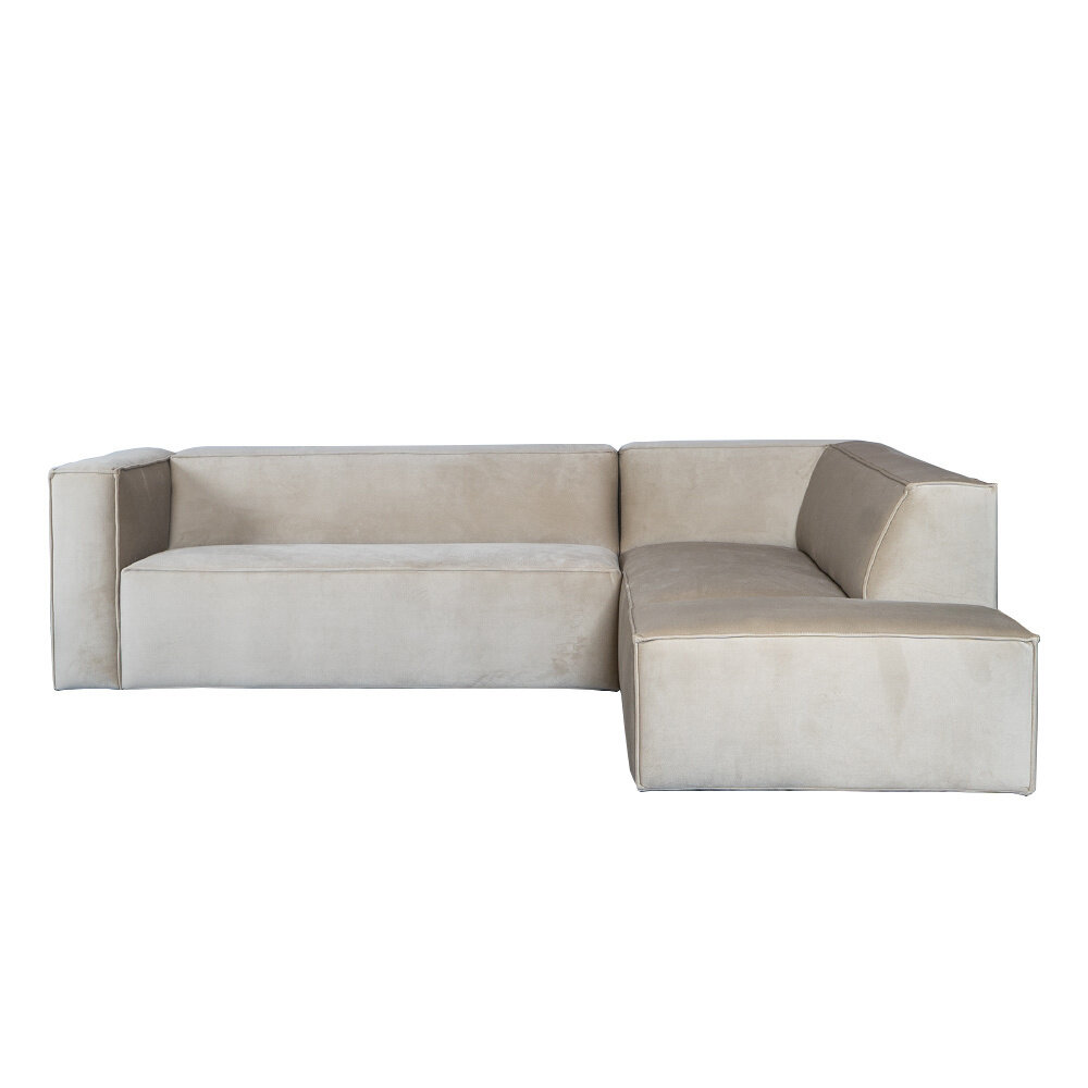 Hoekbank Korio velours beige rechts 266 cm