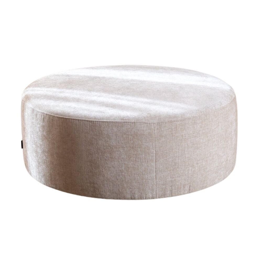 Poef Dalro chenille beige rond Ø100 cm 37 cm hoog