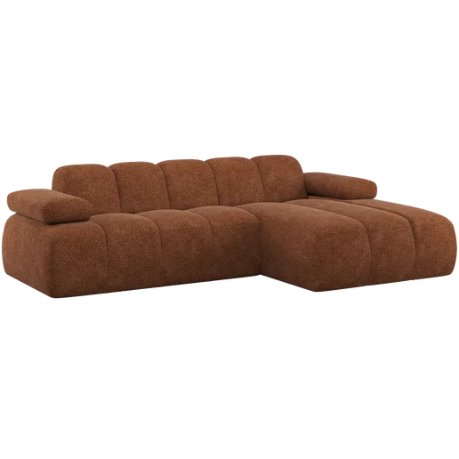 Chaise longue Marvo chenille bruin rechts 284 cm