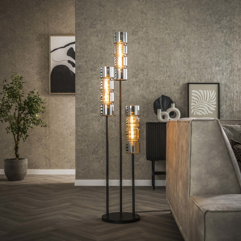 Vloerlamp Alto glas 3-lichts