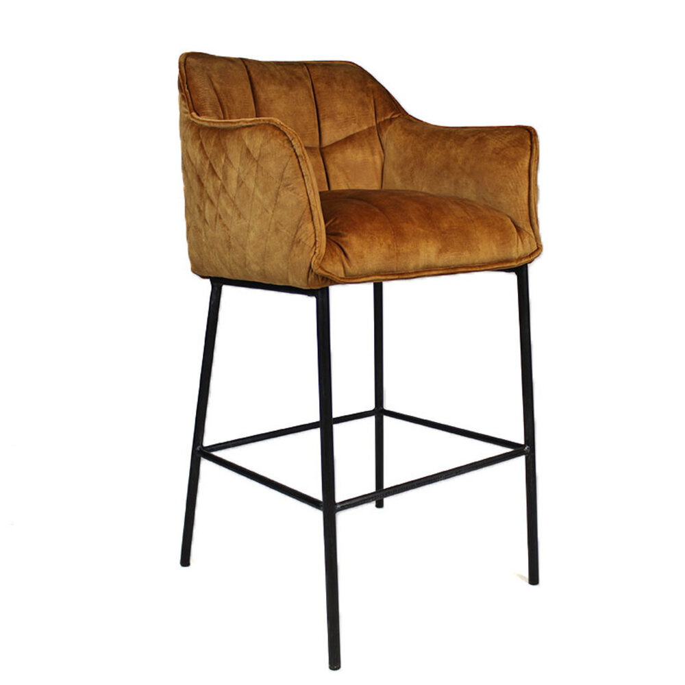 Barkruk Calia velours okergeel 82 cm 62 cm