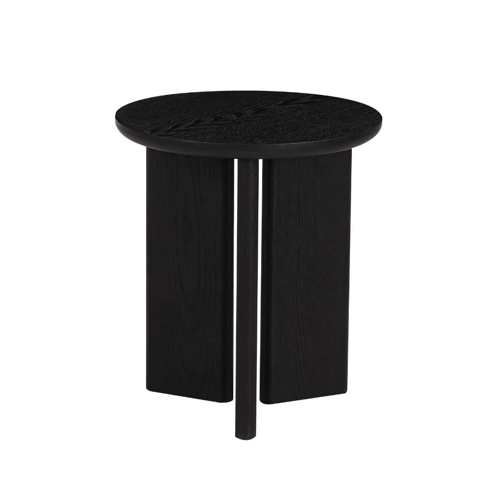 Bijzettafel Novla MDF + eikenfineer zwart Ø40 cm