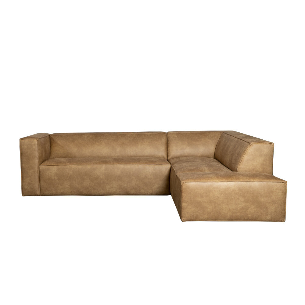 Hoekbank Norro eco-leer beige rechts 266 cm