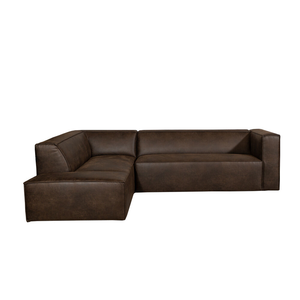 Hoekbank Valon eco-leer bruin links 266 cm