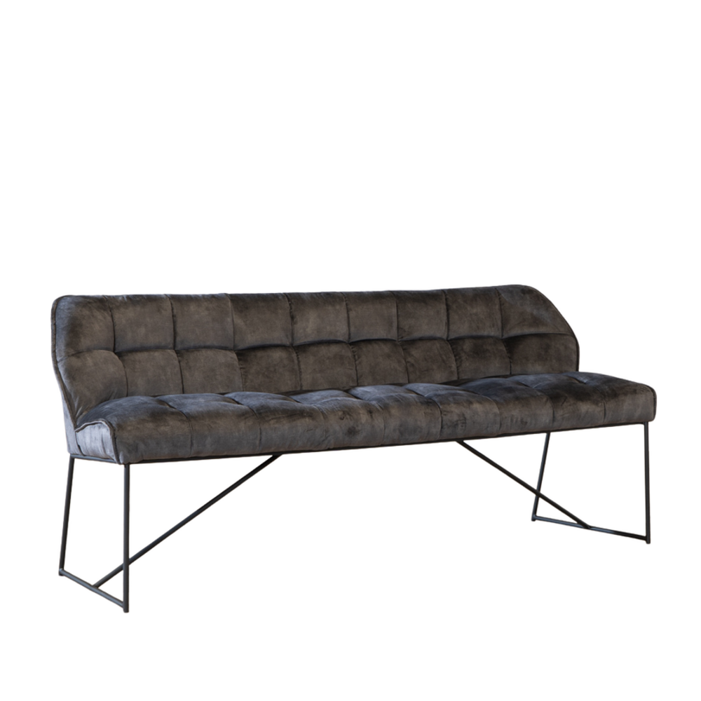 Bankje Ilia velours antraciet 155 cm