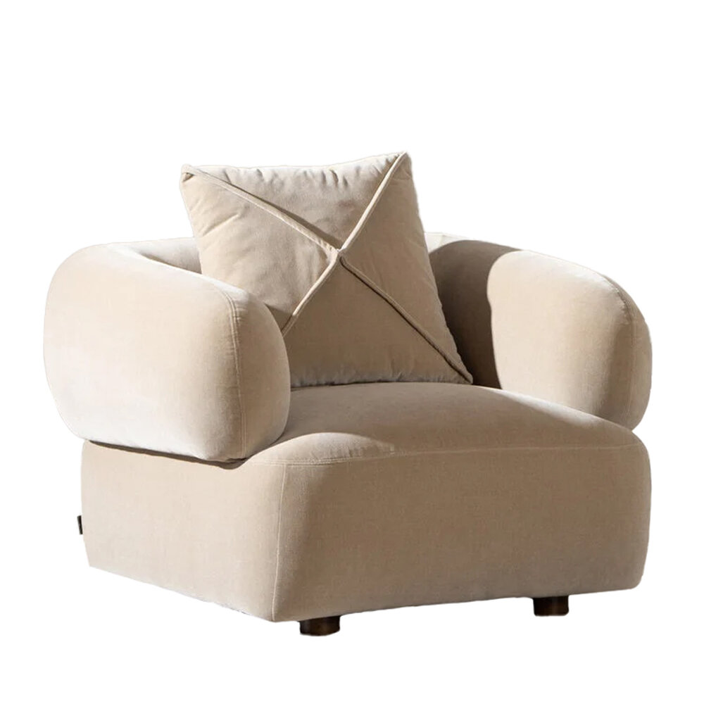 Fauteuil Isel velours taupe 108 cm