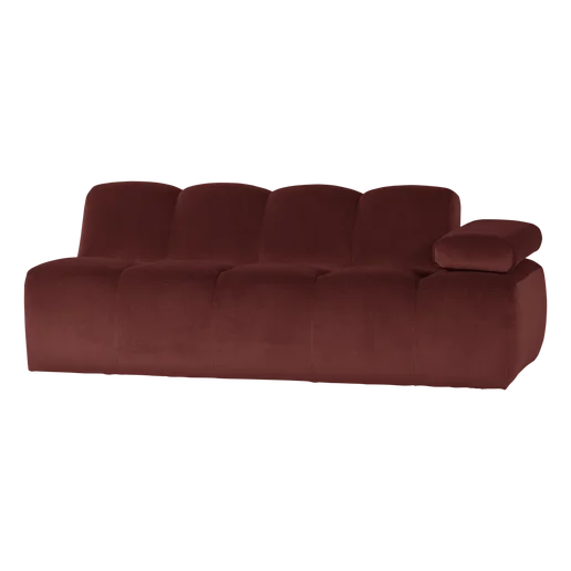 Bank Kalen velours bruin 2-zits rechts 204 cm
