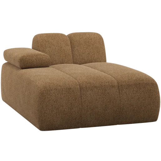Chaise longue Rosis chenille geel links 124 cm