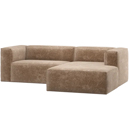 Chaise longue Oris velours beige rechts