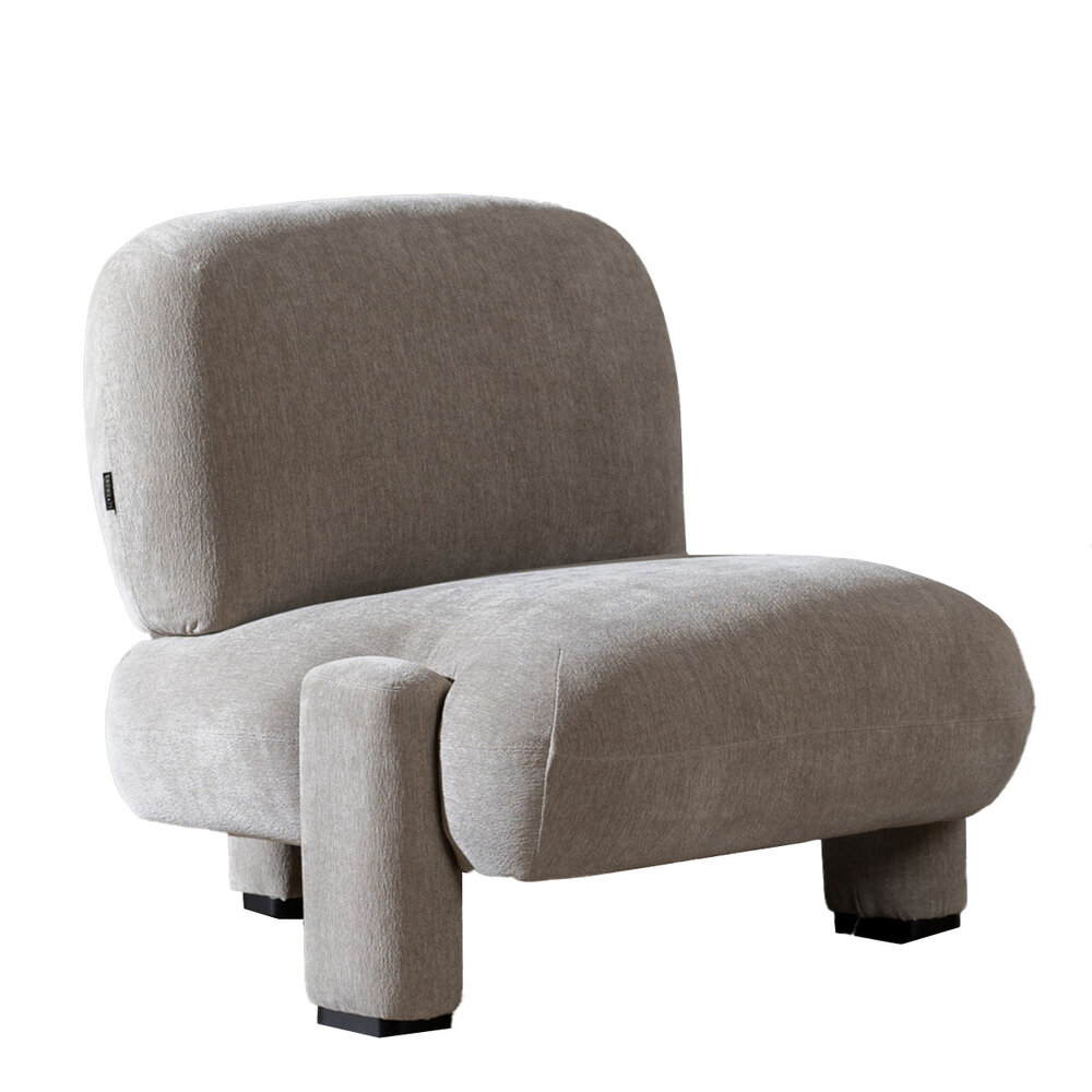 Fauteuil Linon chenille taupe 80 × 77 cm hoog
