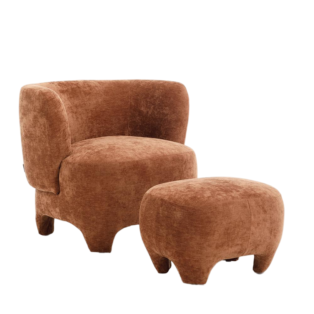 Fauteuil Vesto velours okergeel