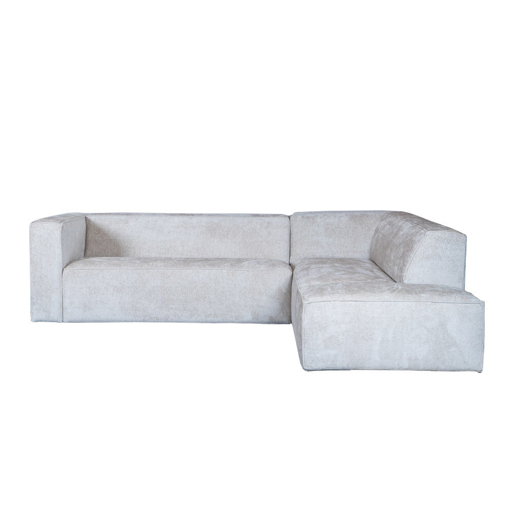 Hoekbank Linro chenille wit rechts 266 cm