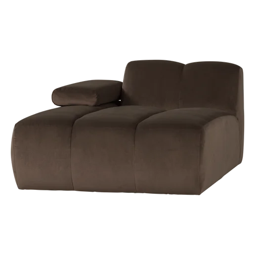 Chaise longue Sella velours links 124 × 74 cm hoog