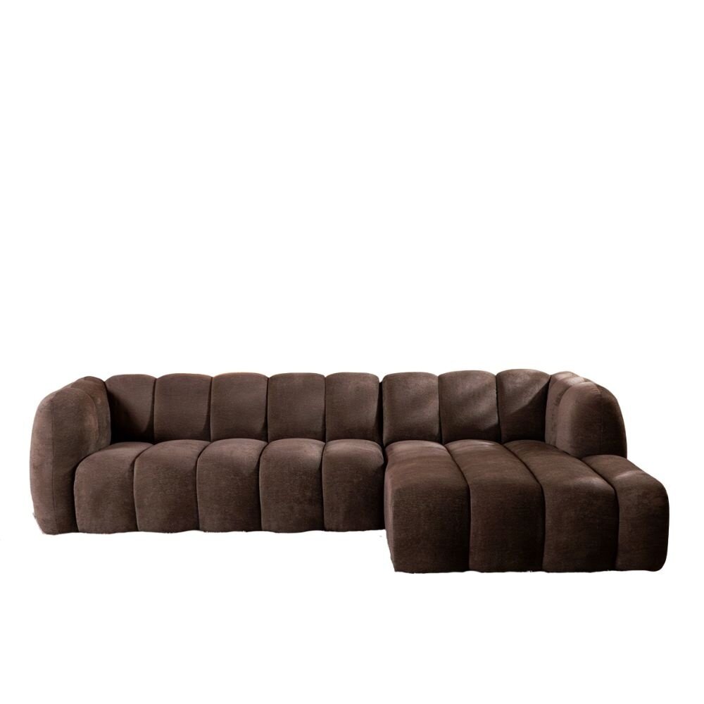 Hoekbank Palis chenille bruin rechts 294 cm