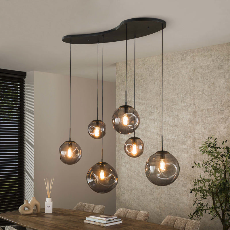 Hanglamp Dalis zwart 6-lichts