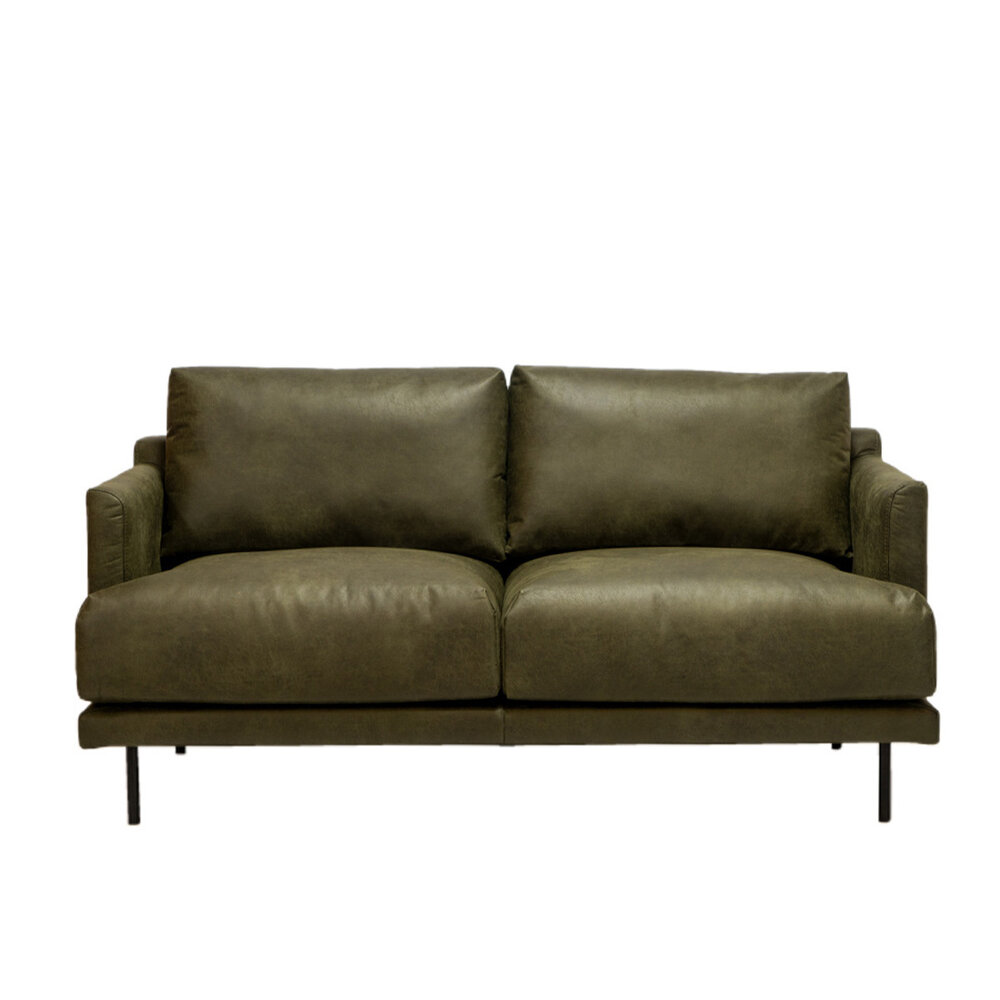 Bank Ulon eco-leer olijfgroen 5-zits 174 cm