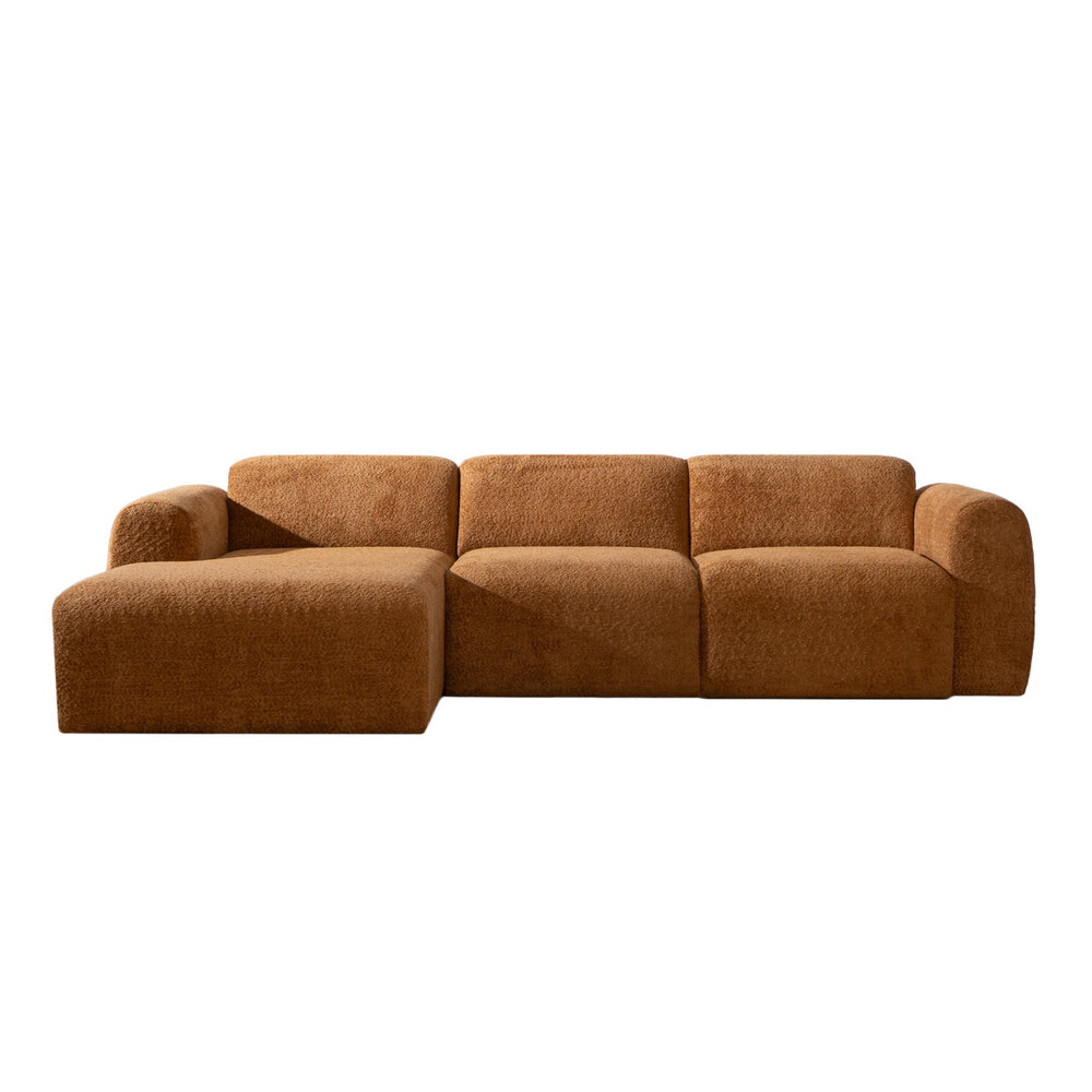 Hoekbank Orar bouclé terracotta links 274 cm