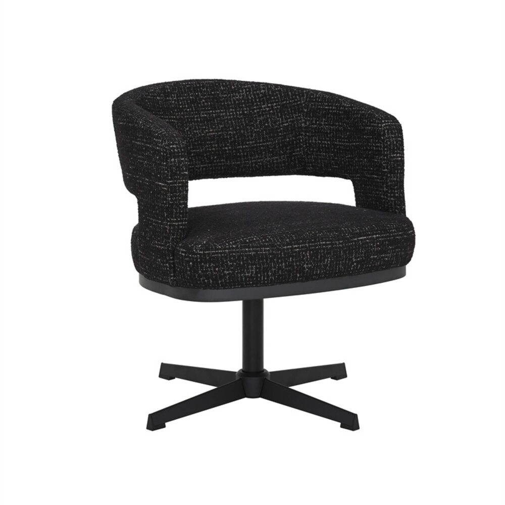 Fauteuil Zella gemêleerd zwart draaibaar 64 cm