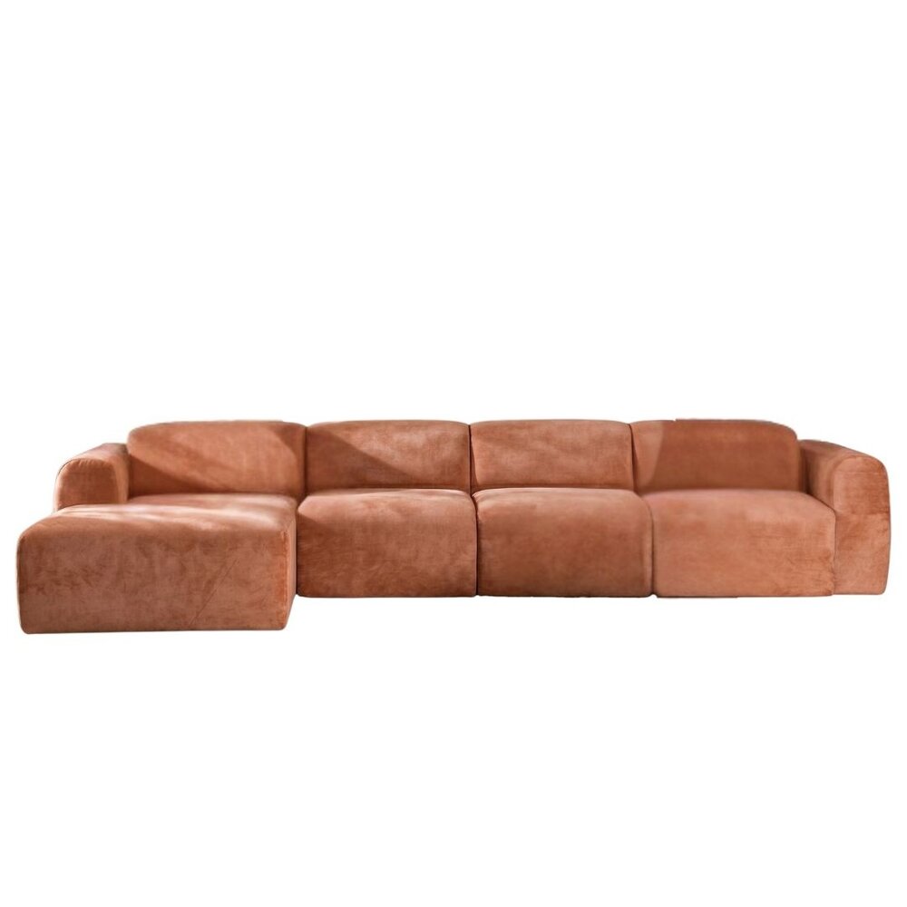 Hoekbank Noron gemêleerde stof terracotta links