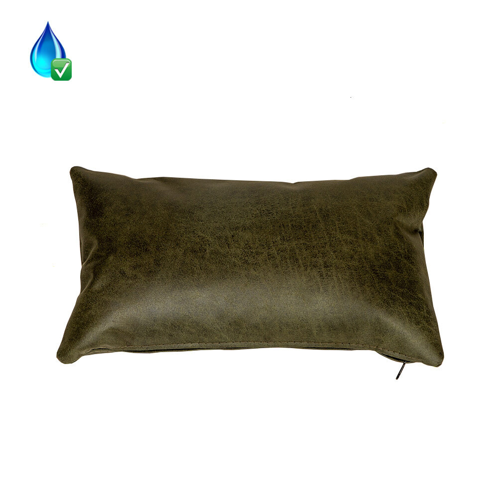 Kussen Isia eco-leer olijfgroen 25 × 45 cm