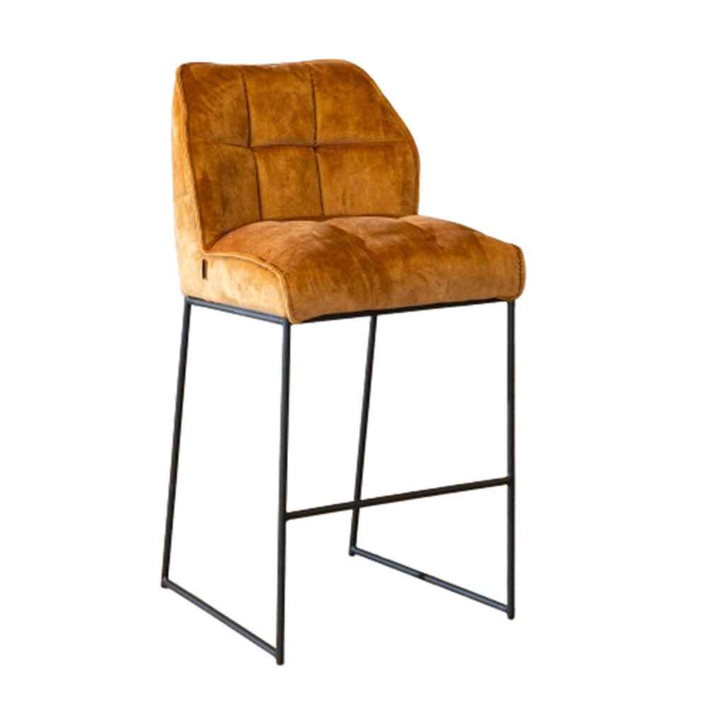 Barkruk Ulla velours okergeel 82 cm