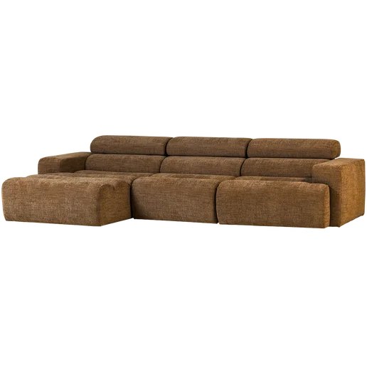 Chaise longue Loran bruin links 300 × 73 cm hoog