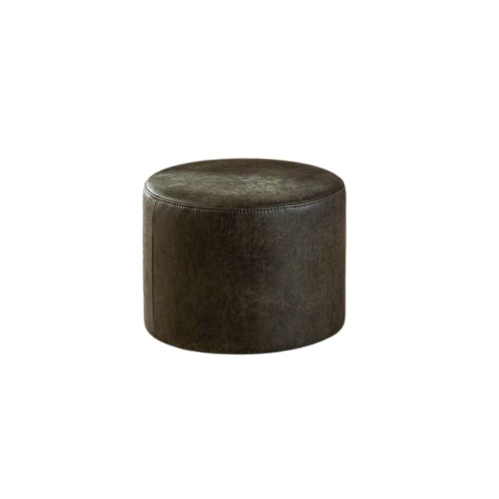 Poef Melmi eco-leer olijf groen 50 cm