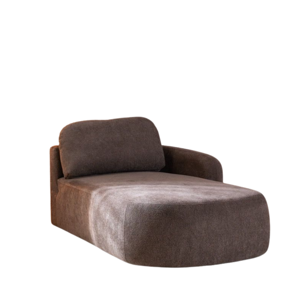 Chaise longue Lanro chenille bruin rechts 107 cm