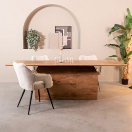 Eettafel Helon mangohout naturel smooth 230 × 76 cm hoog