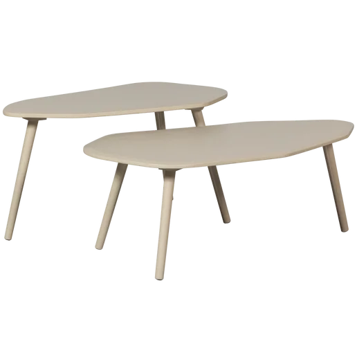 Bijzettafel hout beige set van 2