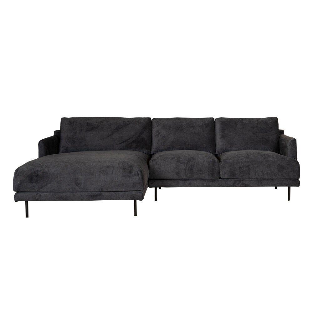 Hoekbank Calis polyester zwart links