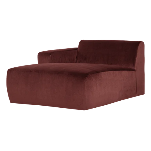 Chaise longue Cora velours bruin links