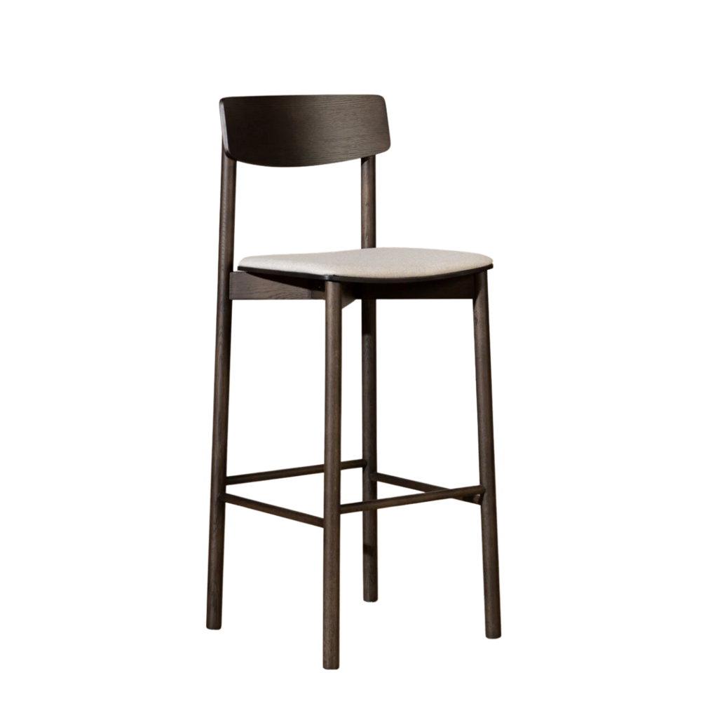 Barkruk Galro multiplex + linnen stof walnoot 80 cm