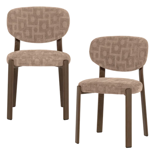 Eetkamerstoel Novon polyester beige set van