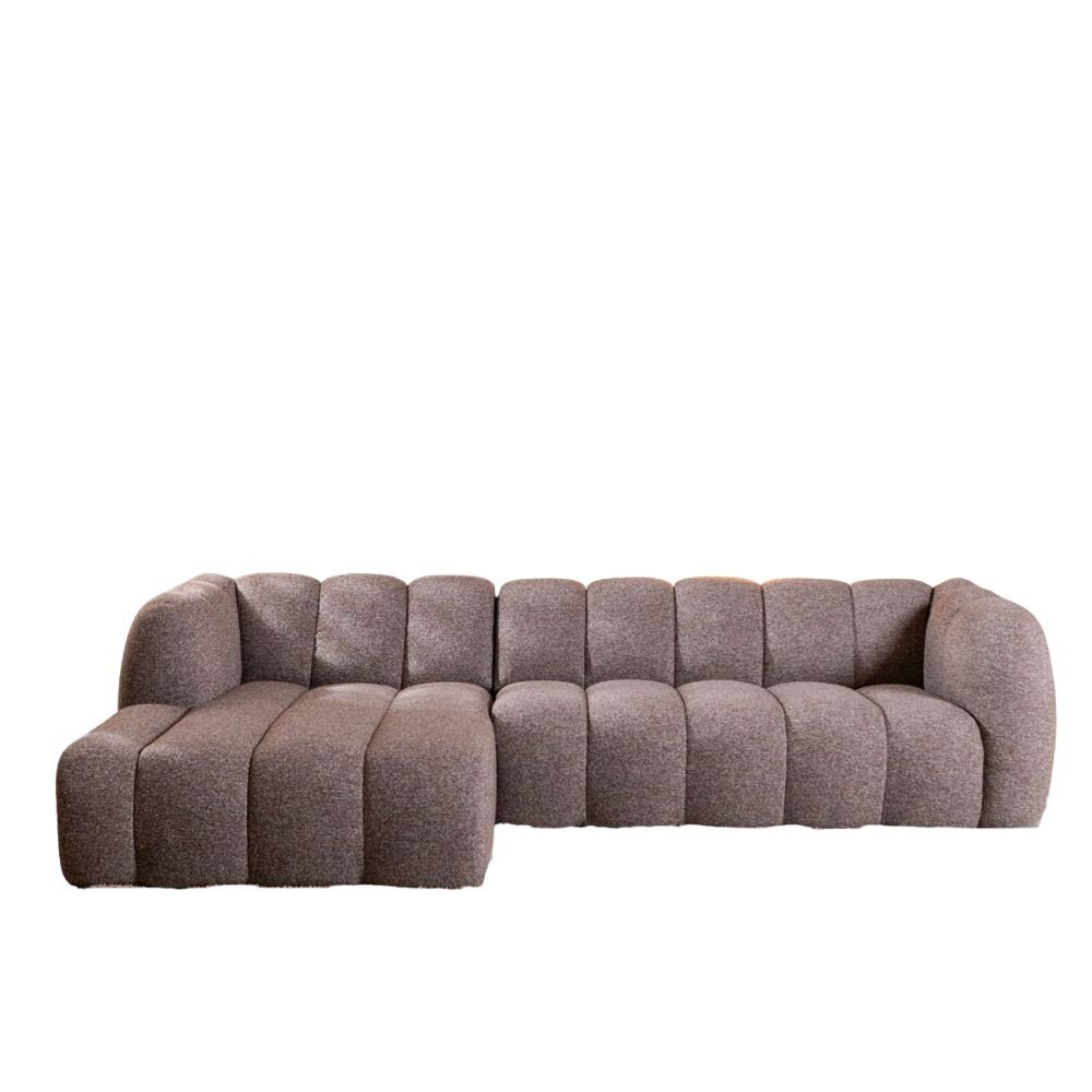 Hoekbank Brato bouclé bruin links 294 cm