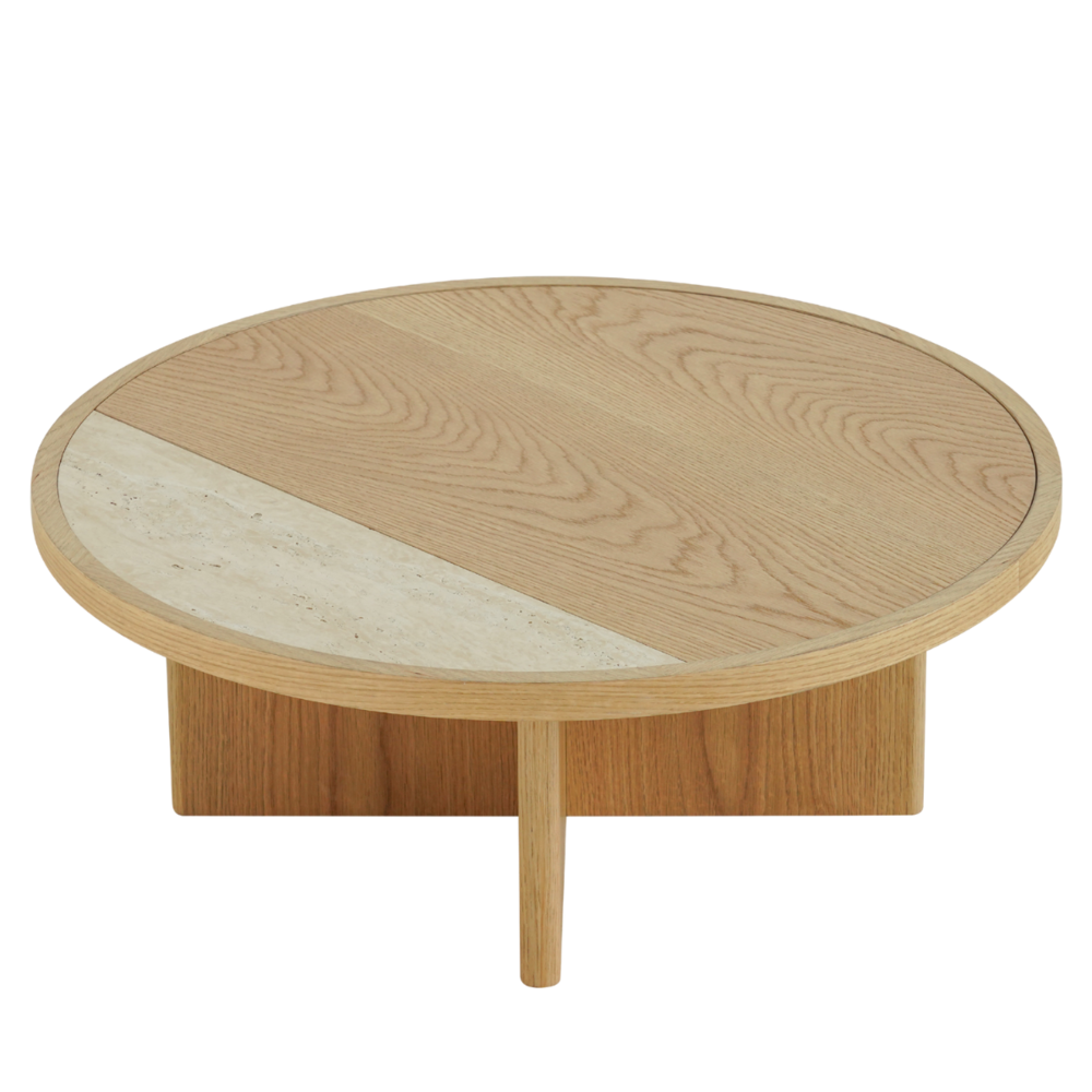Salontafel Vala MDF + eikenfineer naturel eiken Ø80 cm