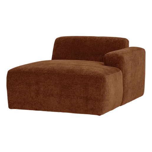 Chaise longue Isia ribstof bruin rechts