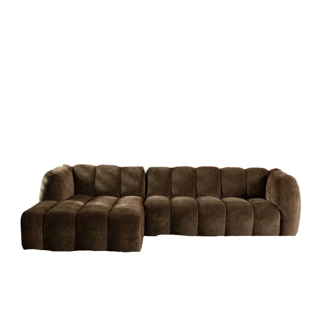 Hoekbank Aron chenille mocha links 294 cm