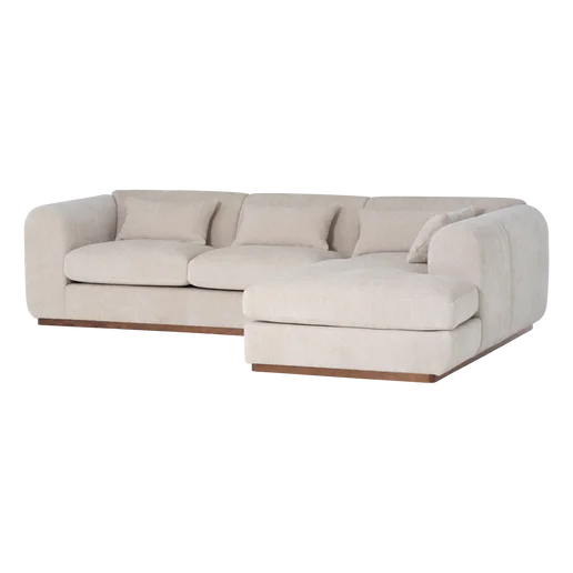 Hoekbank Lorna velours beige rechts 306 cm