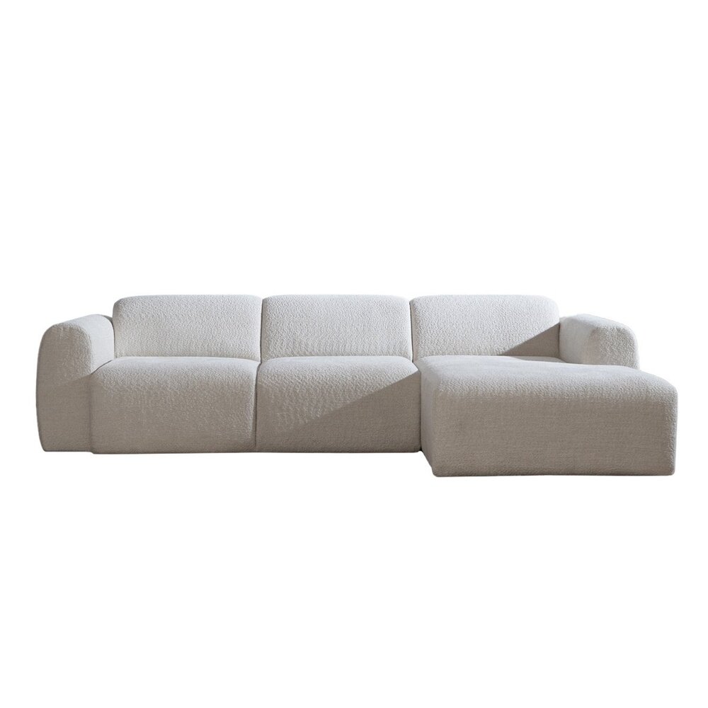 Hoekbank Dalar bouclé gebroken wit rechts 274 cm