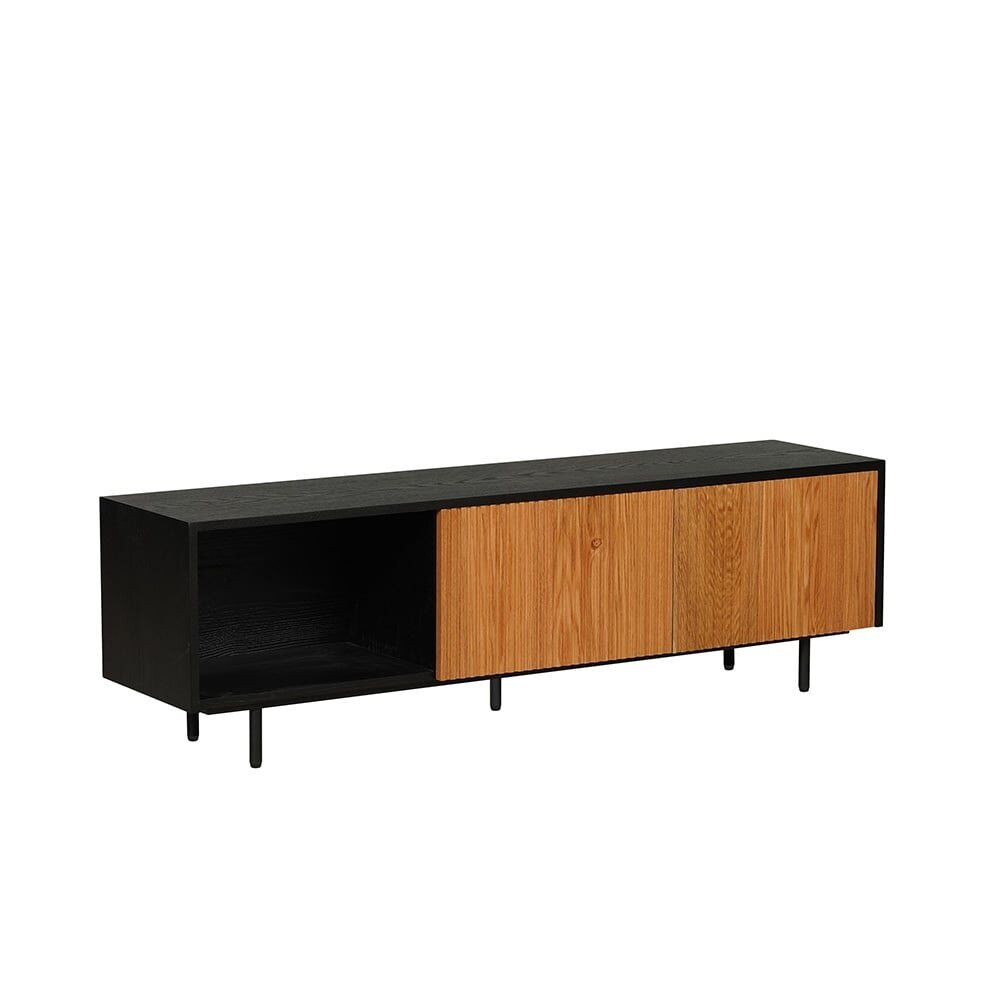 Tv-meubel Zelan rubberwood zwart 150 cm 150 × 45 cm hoog