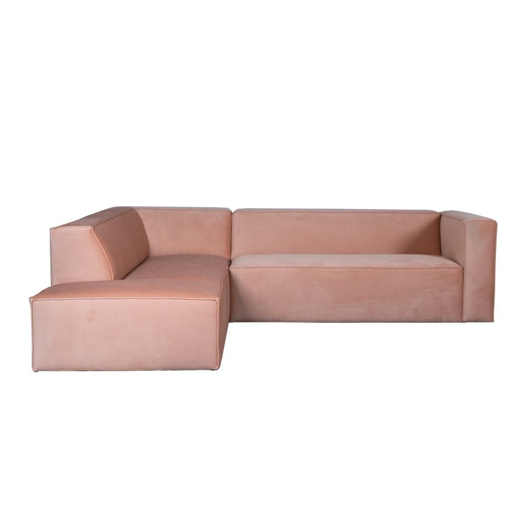 Hoekbank Ilar velours roze links