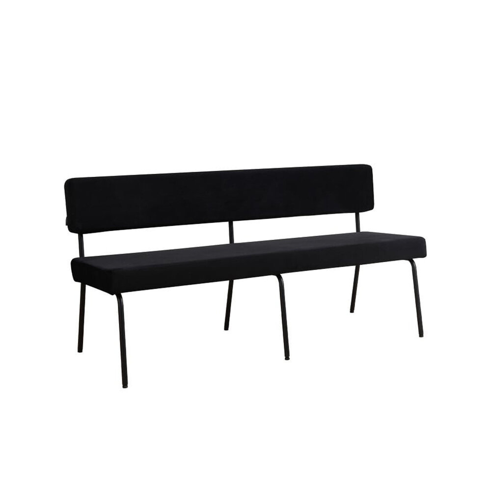 Bankje Aren velours zwart 160 cm