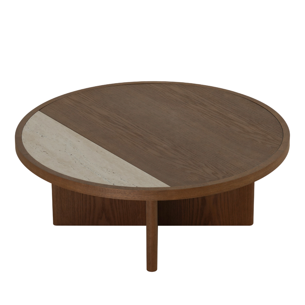 Salontafel Rale MDF + eikenfineer walnoot rond Ø80 cm