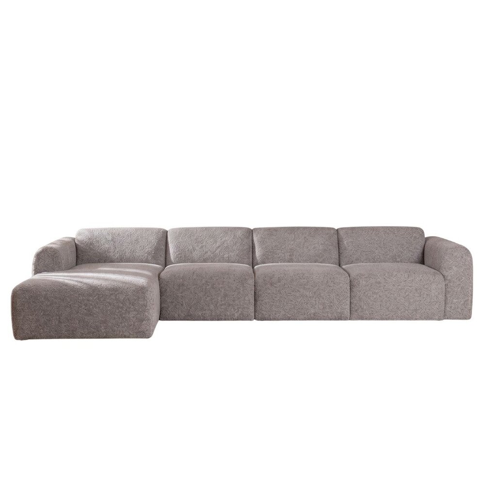 Hoekbank Novia bouclé bruin links 349 cm
