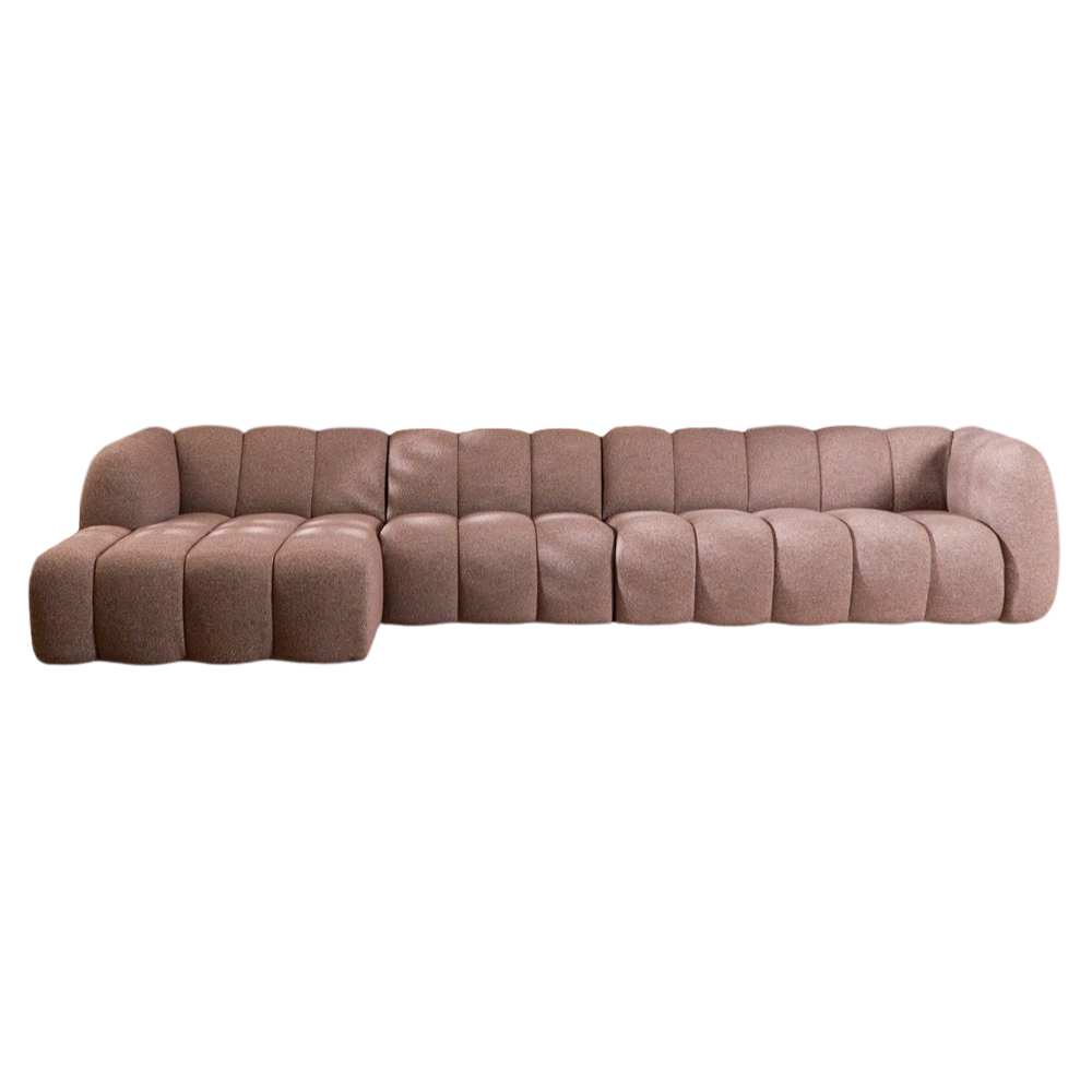 Hoekbank Lanro bouclé rood links 386 cm