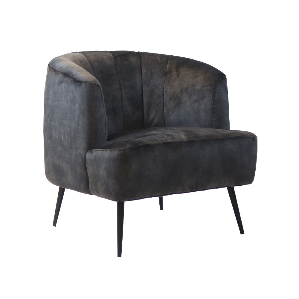 Fauteuil Ulel velours antraciet